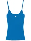 Courrèges Ribbed-knit Logo Tank Top In Blue