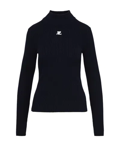 Courrèges Reedition Turtleneck Pullover In Black