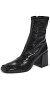 Courrèges Reedition Vinyl Ankle Boots Black In Black