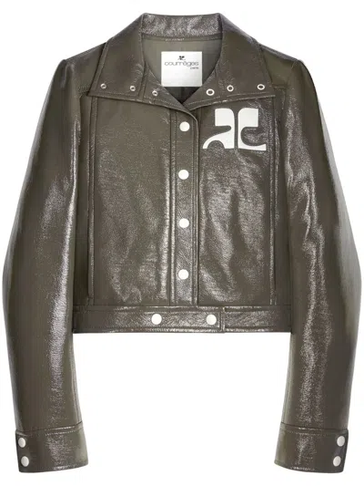 Courrèges Reedition Vinyl Appliqué-logo Jacket In Gray