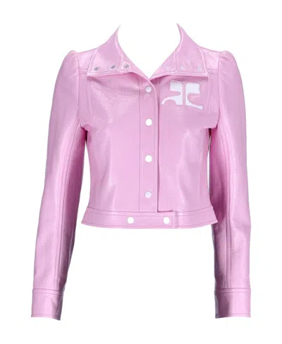 Courrèges Reedition Vinyl Cropped Jacket In Pink