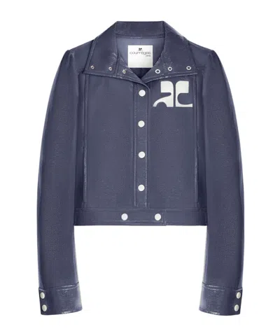 Courrèges Lapel Long Sleeve Casual Jacket In Blue