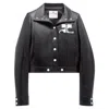 Courrèges Stretch Cotton Cropped Vinyl Jacket Reedition In Black