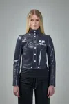 Courrèges Reedition Cropped Coated Cotton-blend Jacket In Blue