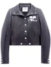 Courrèges Reedition Cropped Coated Cotton-blend Jacket In Blue