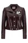 Courrèges Vinyl Blazer With Collared Neck And Long Sleeves In Brown