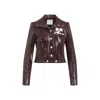 Courrèges Vinyl Blazer With Collared Neck And Long Sleeves In Brown