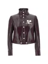 Courrèges Vinyl Blazer With Collared Neck And Long Sleeves In Burgundy