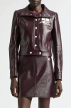 Courrèges Vinyl Blazer With Collared Neck And Long Sleeves In Burgundy