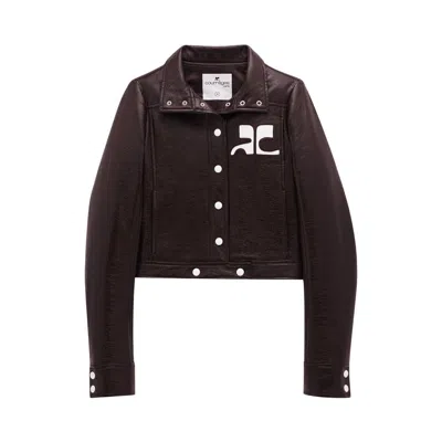 Pre-owned Courrèges Reedition Vinyl Jacket 'chocolate' | Brown | Women's Size 42