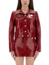 Courrèges Long-sleeved Logo Leather Jacket In Multi
