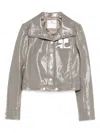 Courrèges Vinyl Jacket With Long Sleeves And Cropped Cut In Gray