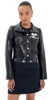 Courrèges Stretch Cotton Cropped Vinyl Jacket Reedition In Black