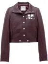 Courrèges Logo-patch Cropped Jacket In Burgundy
