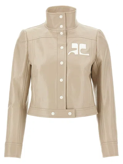 Courrèges Reedition Vinyl Jacket In Gold