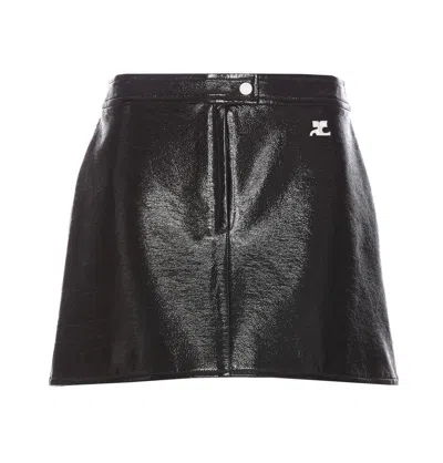 Courrèges Reedition Vinyl Mini Skirt In Black