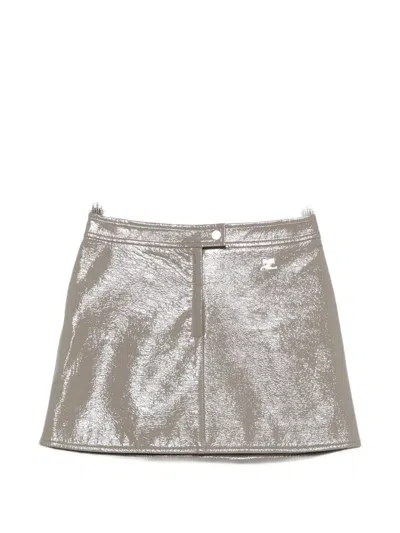 Courrèges Reedition Vinyl Mini Skirt In Gray