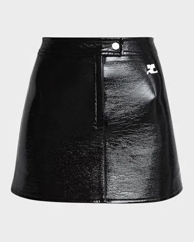 Courrèges Reedition Vinyl Mini Skirt In Animal Print