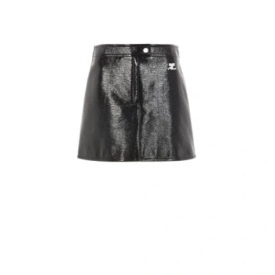 Courrèges Reedition Vinyl Mini Skirt In Black