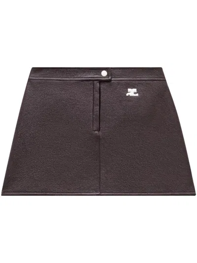 Courrèges Reedition Vinyl Mini Skirt In Brown