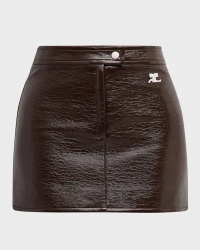 Courrèges Reedition Vinyl Mini Skirt In Burgundy