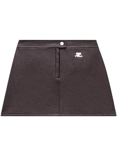 Courrèges Courregès Re-edition Vinyl Mini Skirt In Brown