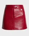 Courrèges Reedition Vinyl Mini Skirt In Burgundy