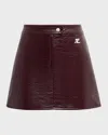 Courrèges Reedition Vinyl Mini Skirt In Burgundy