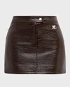Courrèges Fitted Burgundy Mini Skirt With Shiny Finish In Red