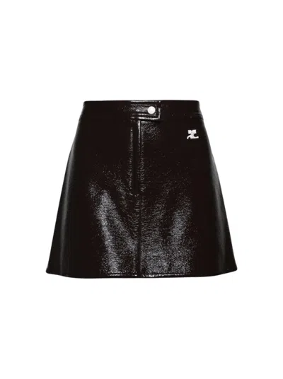 COURRÈGES COURRÈGES REEDITION VINYL MINI SKIRT CHOCOLATE