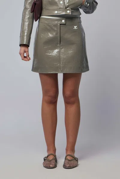 Courrèges Reedition Vinyl Mini Skirt In Green