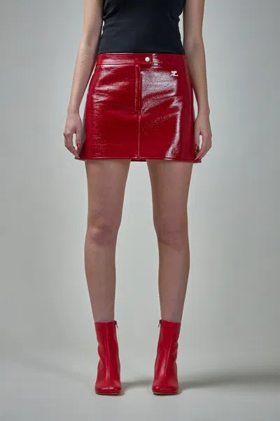 Courrèges Reedition Vinyl Mini Skirt In Red