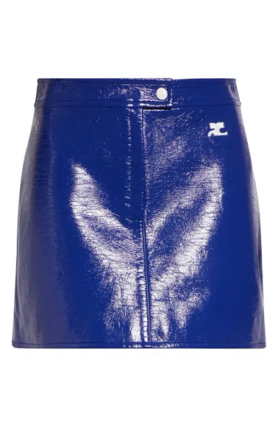 Courrèges Re-edition Vinyl Miniskirt In Blue