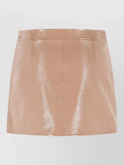 Courrèges Reedition Vinyl Miniskirt Buttons Seams Pockets In Metallic