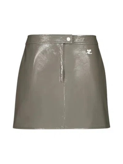 Courrèges Reedition Vinyl Miniskirt In Green
