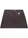 Courrèges Fitted Burgundy Mini Skirt With Shiny Finish In Burgundy