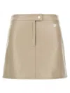 Courrèges Reedition Logo Patch Mini Skirt In Beige