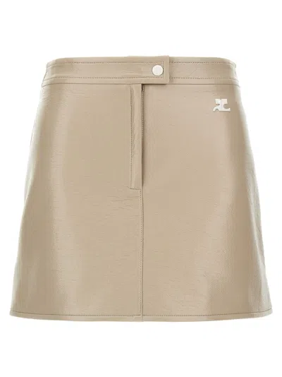 Courrèges Reedition Crinkled Vinyl Mini Skirt In Pink