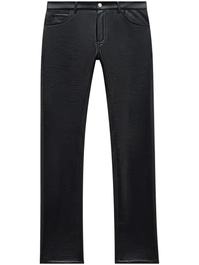 Courrèges Navy Blue Straight Leg Vinyl Trousers In Black