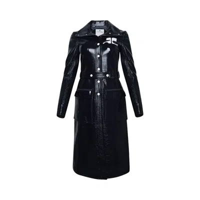Pre-owned Courrèges Reedition Vinyl Trench Coat 'blue' | Women's Size 36