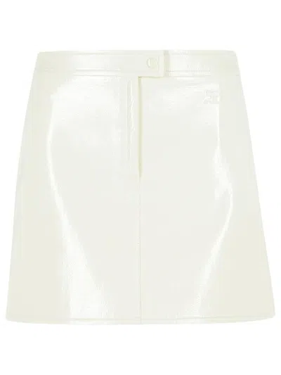 Courrèges 'reedition' White Polyester Blend Miniskirt In Neutral