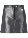 Courrèges Reflective Mini Skirt With Button Closure In Gray