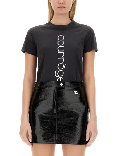 Courrèges Regular Fit T-shirt In Black
