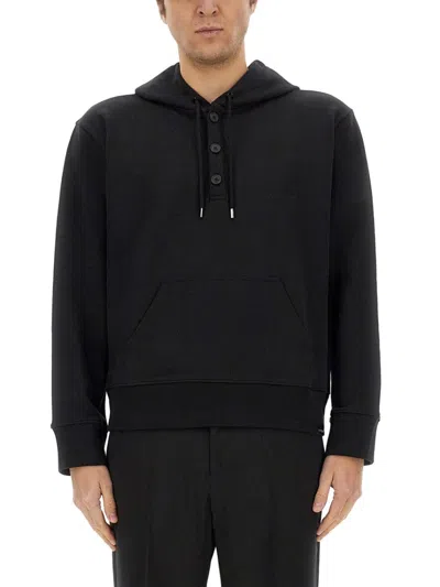 Courrèges Relaxed Black Hoodie With Drawstring Hood