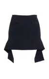 Courrèges Reversed Belt Crepe Mini Skirt In Navy