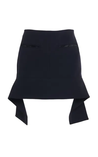 Courrèges Reversed Belt Crepe Mini Skirt In Navy