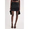Courrèges Reversed Belt Satin Miniskirt In Black