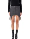 Courrèges Reversed Denim Mini Skirt Hem Asymmetric In Dark Heater Grey