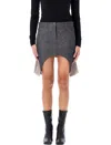 Courrèges Reversed Denim Mini Skirt Hem Asymmetric In Dark Heater Grey