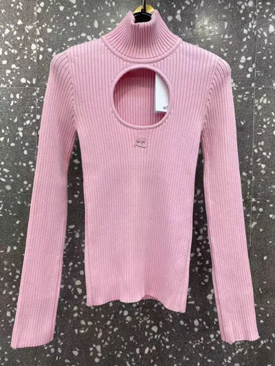 Courrèges Rib Hollowed-out Sweater In Pink